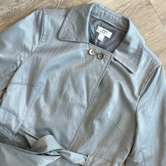 Ann Taylor Loft Silver/Gray Raincoat - Picture 2 of 5